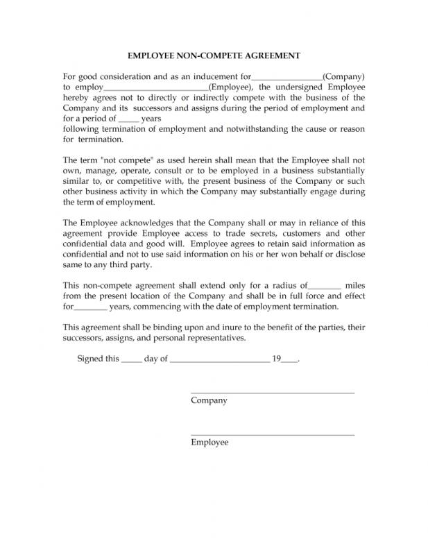 non compete agreement template