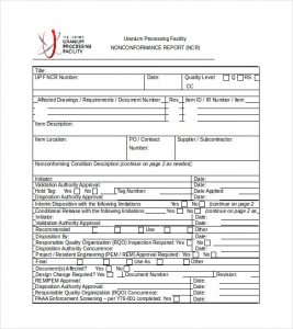 non conformance report nonconformance construction report free pdf template download