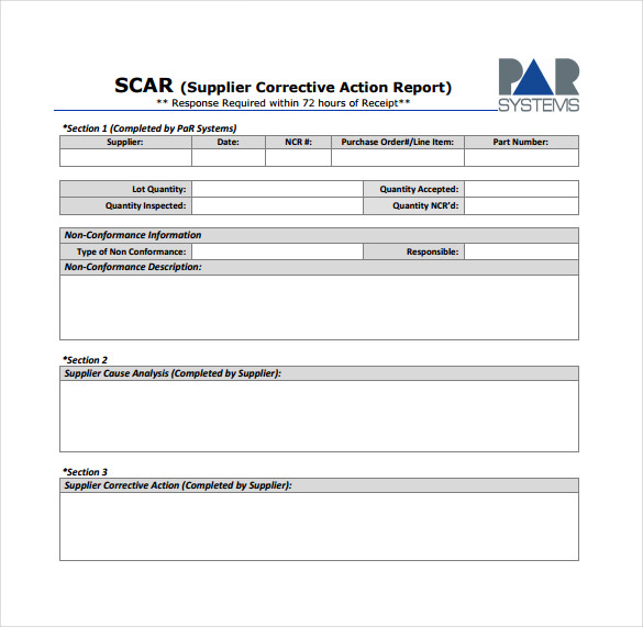 Non Conformance Report Form Template