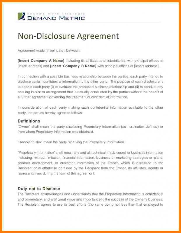 non-disclosure agreement form