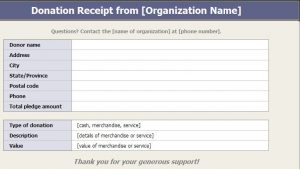 non profit donation receipt donation receipt sample