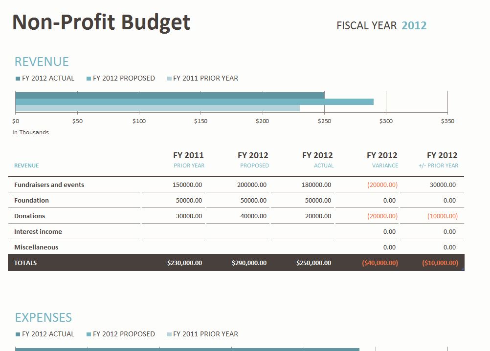 nonprofit budget template