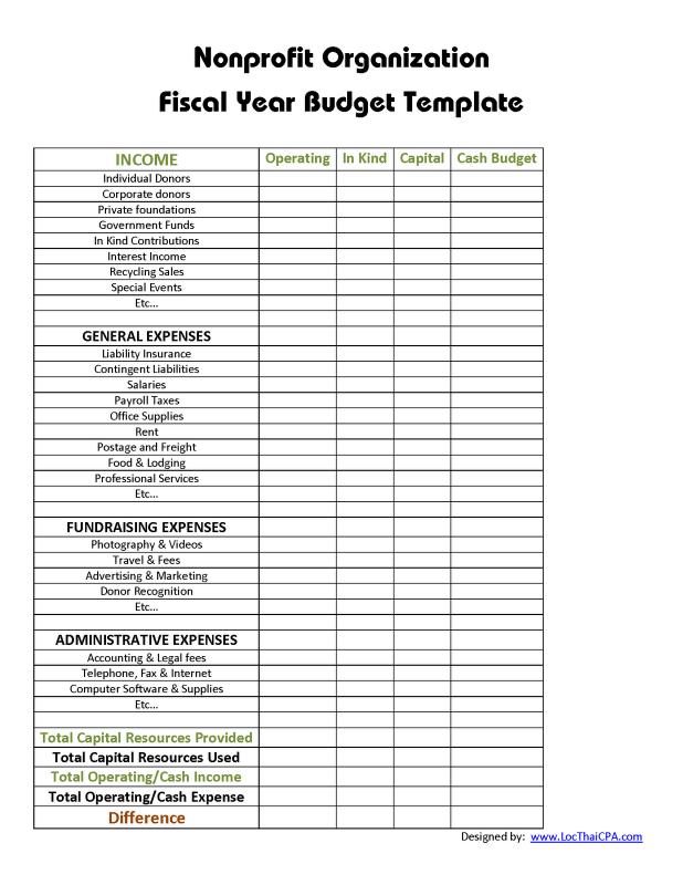 nonprofit budget template