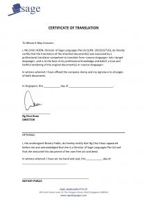 notarized document sample certified translation