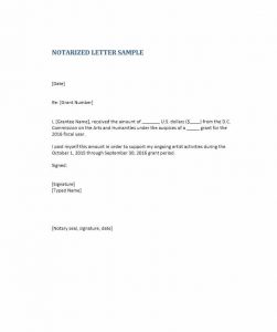 format for notarized letter