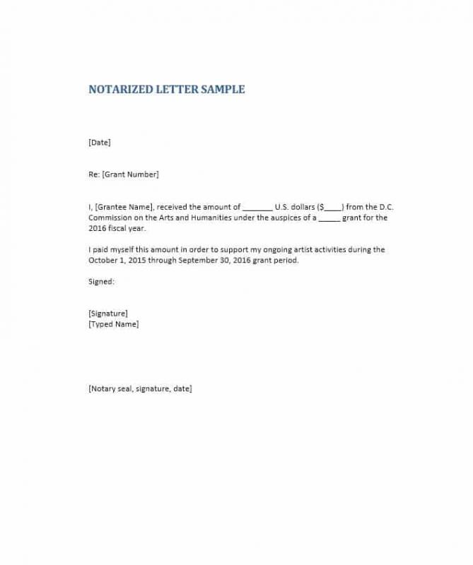 notarized letter format