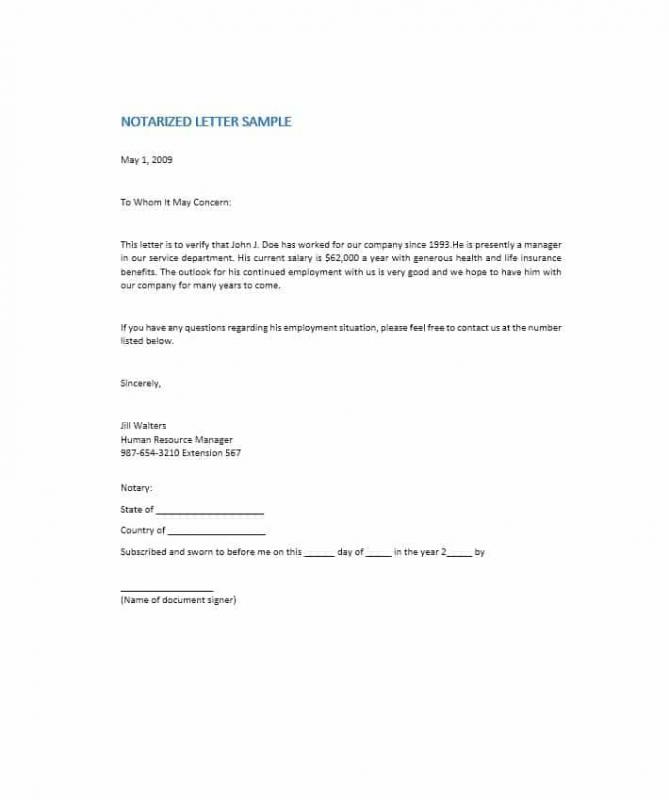 notarized letter format