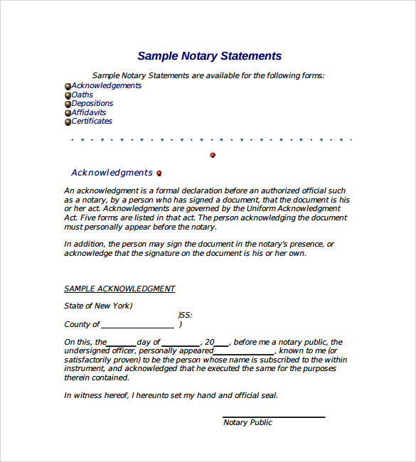 notarized statement template