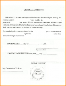 notary letter template notarized statement sample general affidavit for police clearance notarization