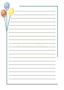 notebook paper printable vector blank letter greeting card white paper form colorful balloons lines border format size