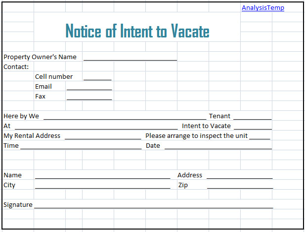 notice of intent to vacate