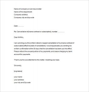 notice of termination notice of termination letter template