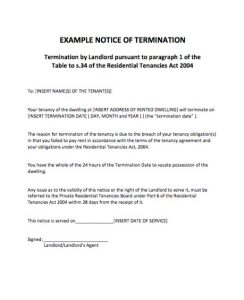 notice of termination example notice of termination