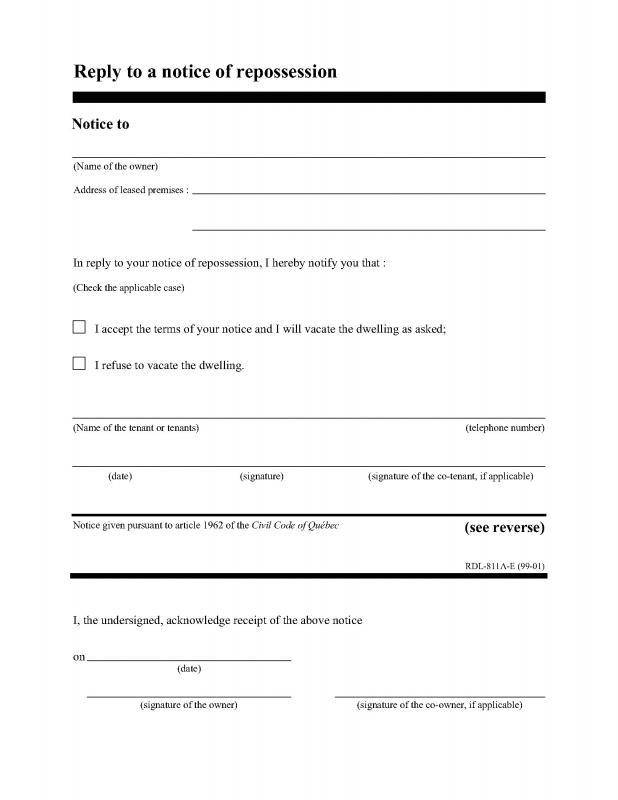 template demand letter quebec Notice Template  To Business  Vacate Form