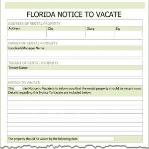 notice to vacate form florida notice to vacate