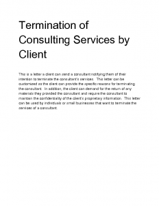 notice to vacate form ihboo termination of consulting services by client