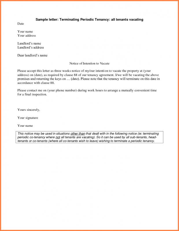 Notice To Vacate Form Template Business