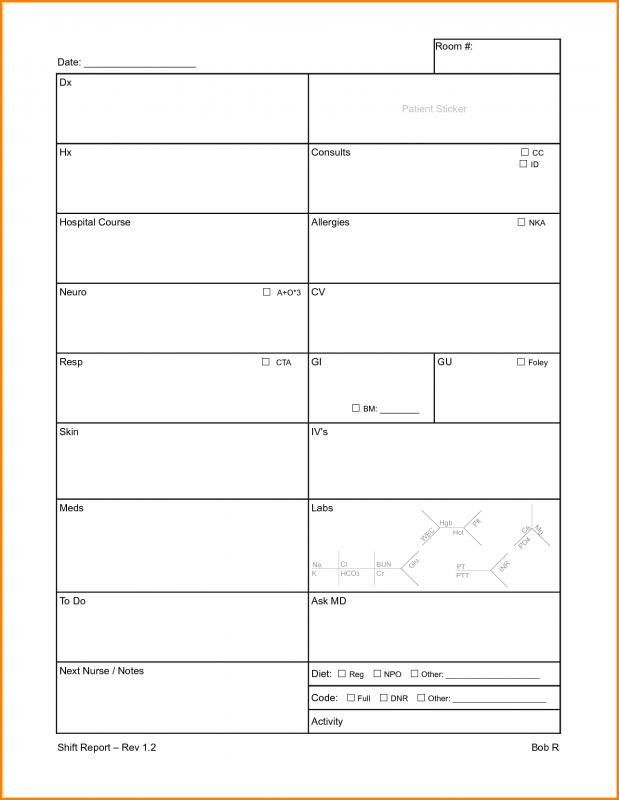 nurses notes template