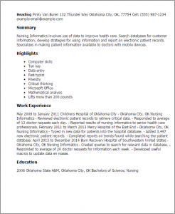 nursing reports templates nursing informatics