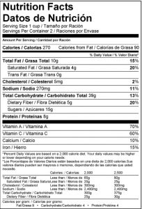 nutrition labels template us standard bilingual