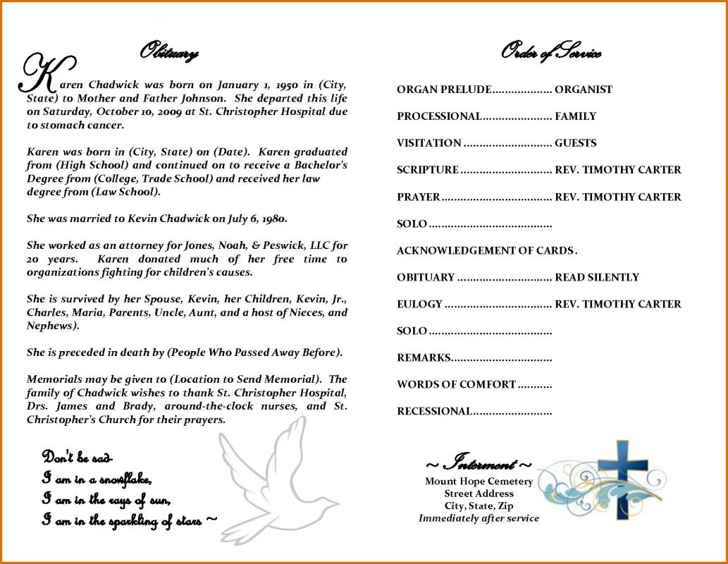 Obituary Template Free Template Business
