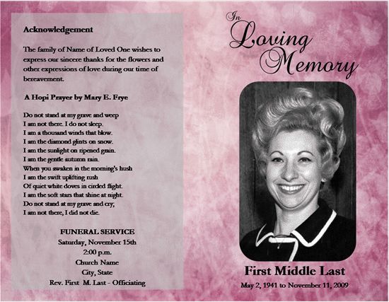 obituary template free