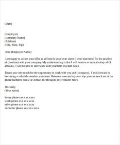 offer letter example company job offer