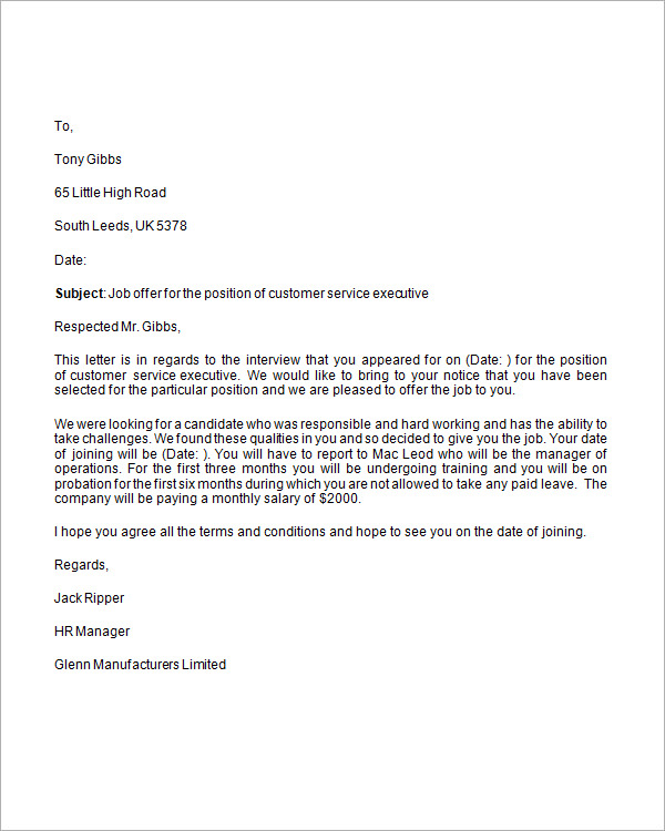 offer letter format