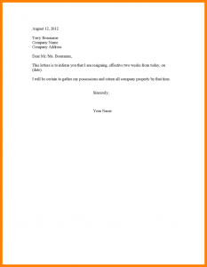 official resignation letter letter weeks notice resignation letter two weeks notice