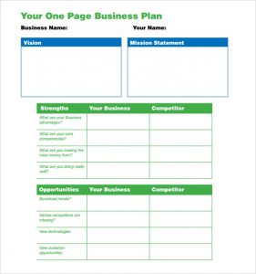 one page business plan pdf one page business plan pdf