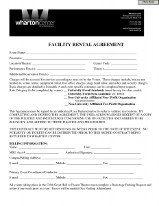 one page lease agreement facility rental agreement form