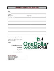 one page rental agreement c tenant work order request