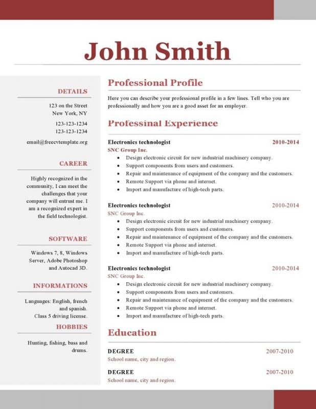 one page resume examples