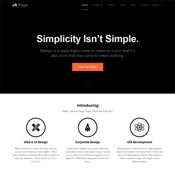 one page website template