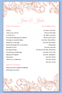 one page wedding program template one page wedding program