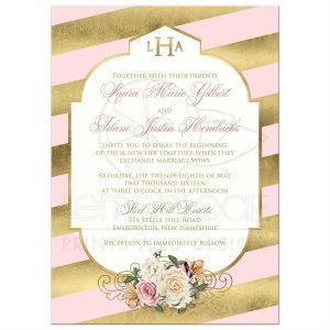 open house invitation template rectangle blushpinkgoldstriped