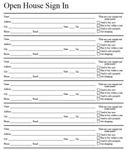 open house sign in sheet template open house sign in sheet template