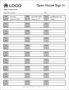 open house sign in sheet template open house sign in sheet template