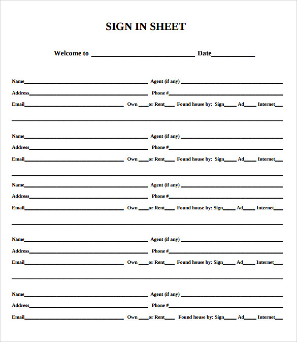 open house sign in sheet template