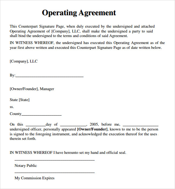 operating agreement example