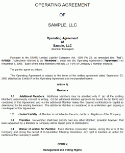 operating agreement sample llc operating agreement template ggwslau