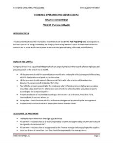 operating agreement sample sops of finance dept