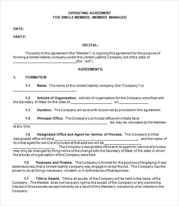 operating agreement samples