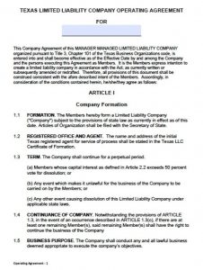 operating agreement template download texas llc operating agreement template wikidownload regarding articles of organization llc template