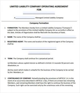 operating agreement template llc operating agreement template