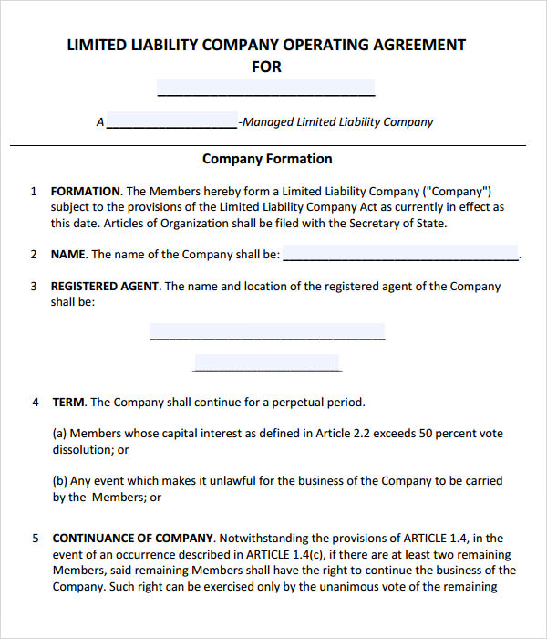 operating agreement template