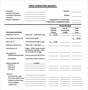 operating budget example sample operating budget template