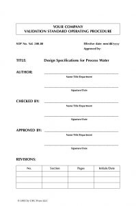 operating manual template validation standardoperatingprocedures