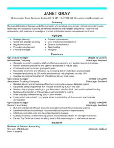 operation manager resume operations manager management modern