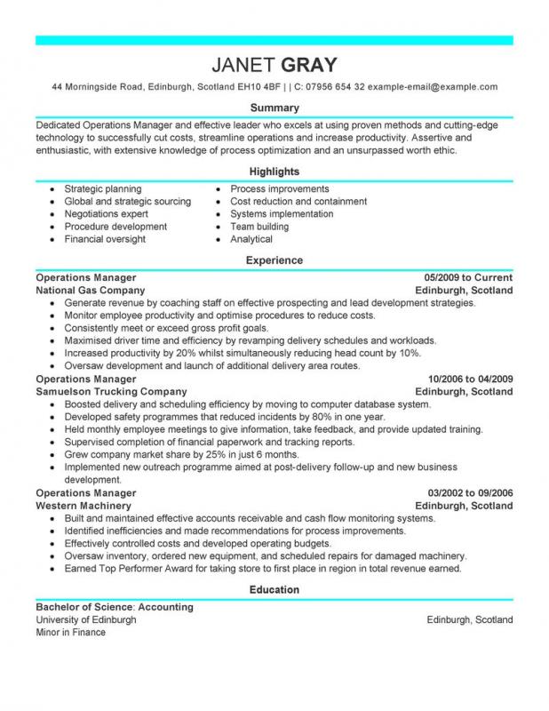 Operation Manager Resume | Template Business